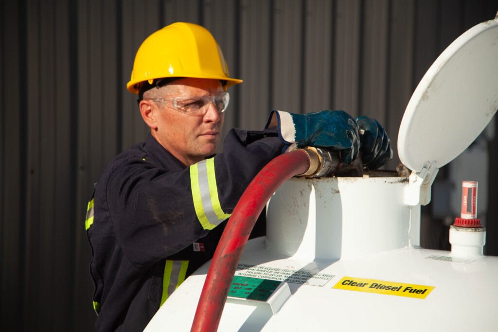 fuel delivery driving filling tank