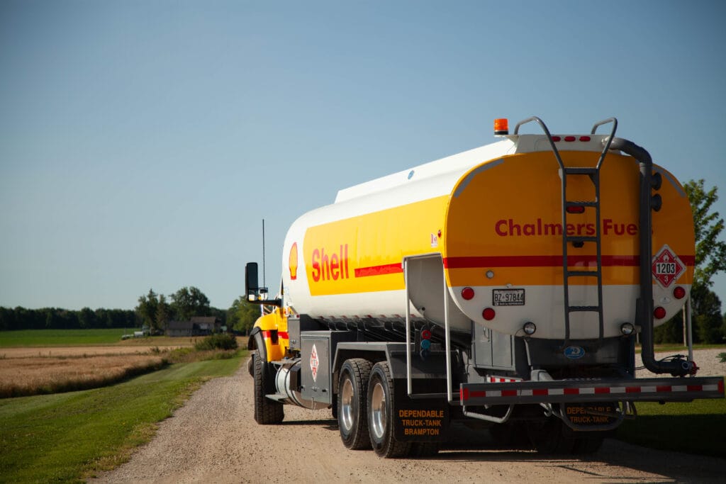 Chalmers fuel truck delivering fuel